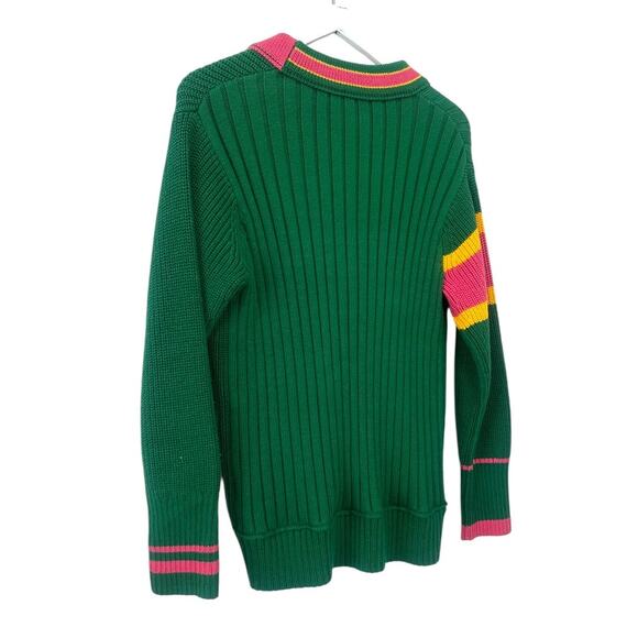 Banana Republic Athletics Varsity Logo Cardigan Green Pink Yellow Size XS - Picture 10 of 10